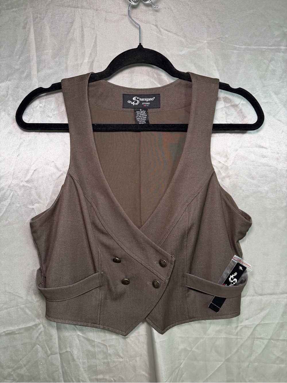 Y2K Sharagano Studio Womens Chocolate Cropped Vest NWT Size Small